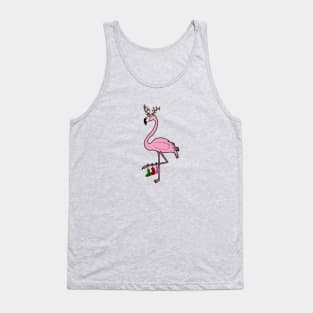 Flamingo Christmas, Deer Antlers, Festive Gift Tank Top